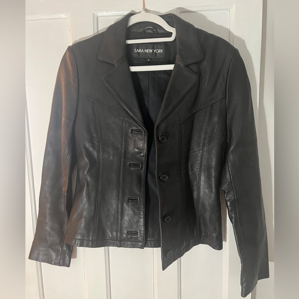 Black leather Sara New York jacket size small